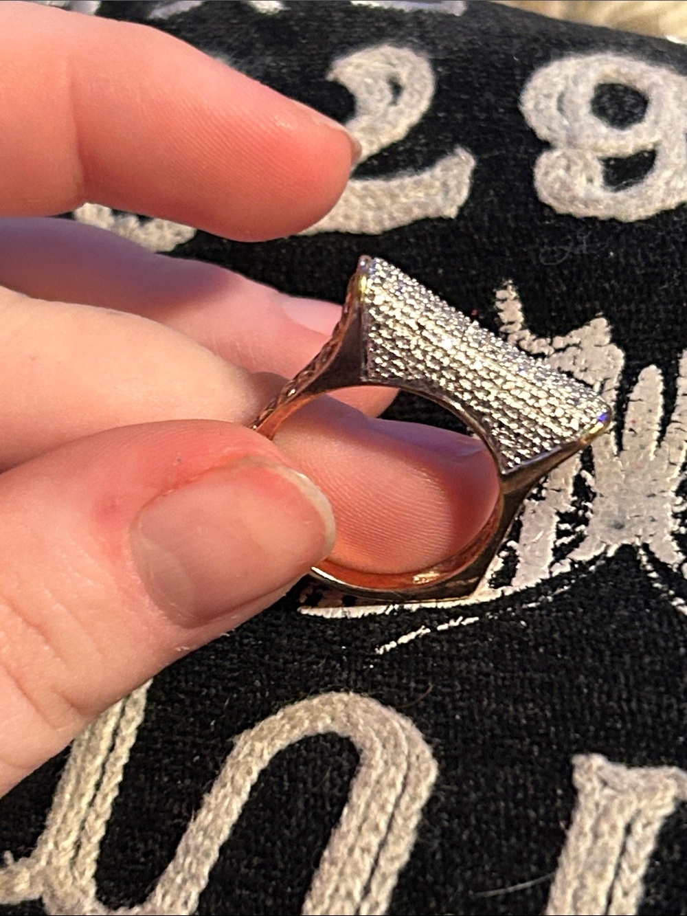Rose Gold Pavé Square Top Ring - Women Jewelry